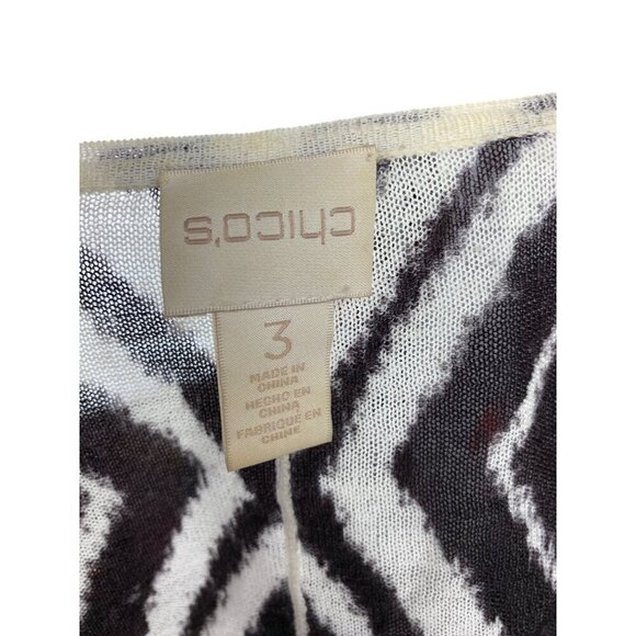 Chicos Womens Open Front Cardigan Jacket Size 3 Black & White Diamond Print - Picture 4 of 4